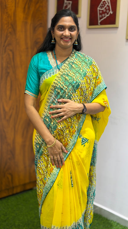 Georgette Yellow Saree