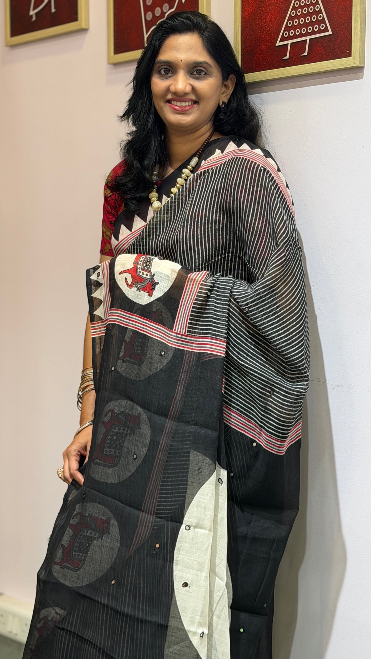 Linen cotton saree