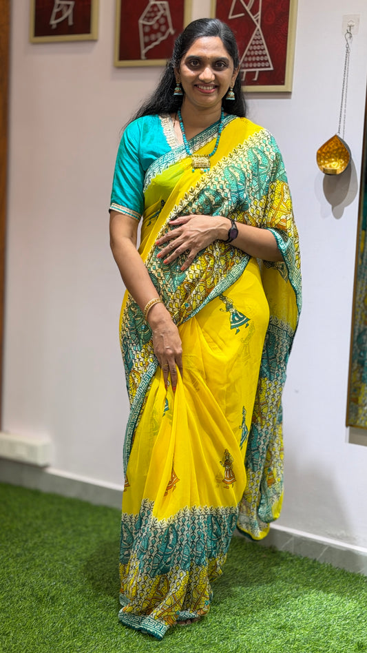 Georgette Yellow Saree