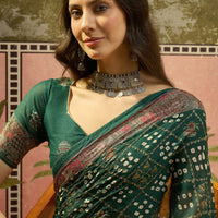 Women Festive Wedding Wear Chinon Designer Readymade Blouse Sarees