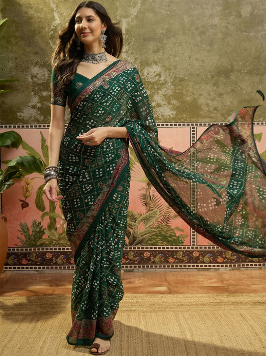 Women Festive Wedding Wear Chinon Designer Readymade Blouse Sarees