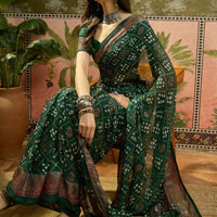 Women Festive Wedding Wear Chinon Designer Readymade Blouse Sarees