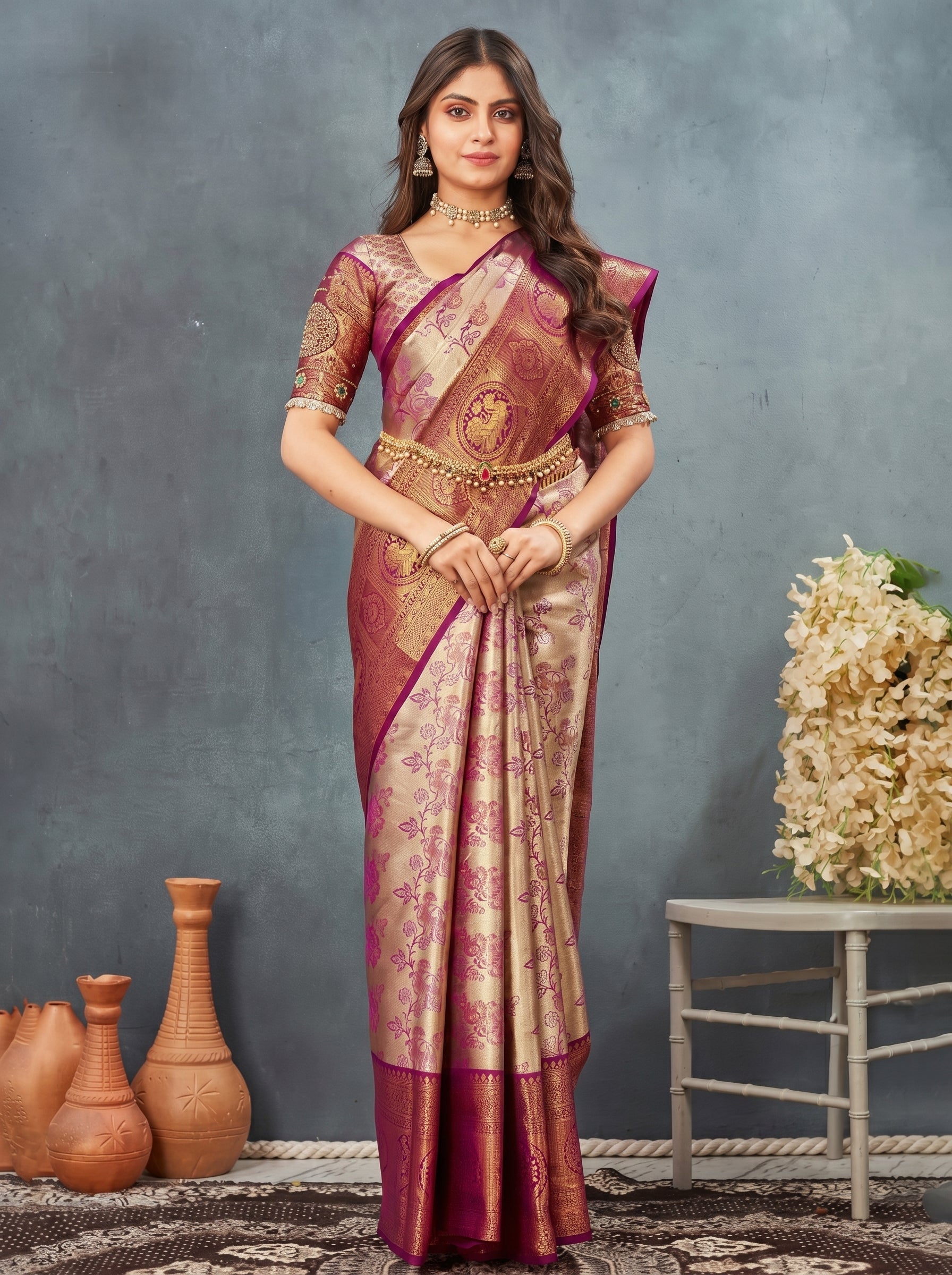 Elegant orange color saree