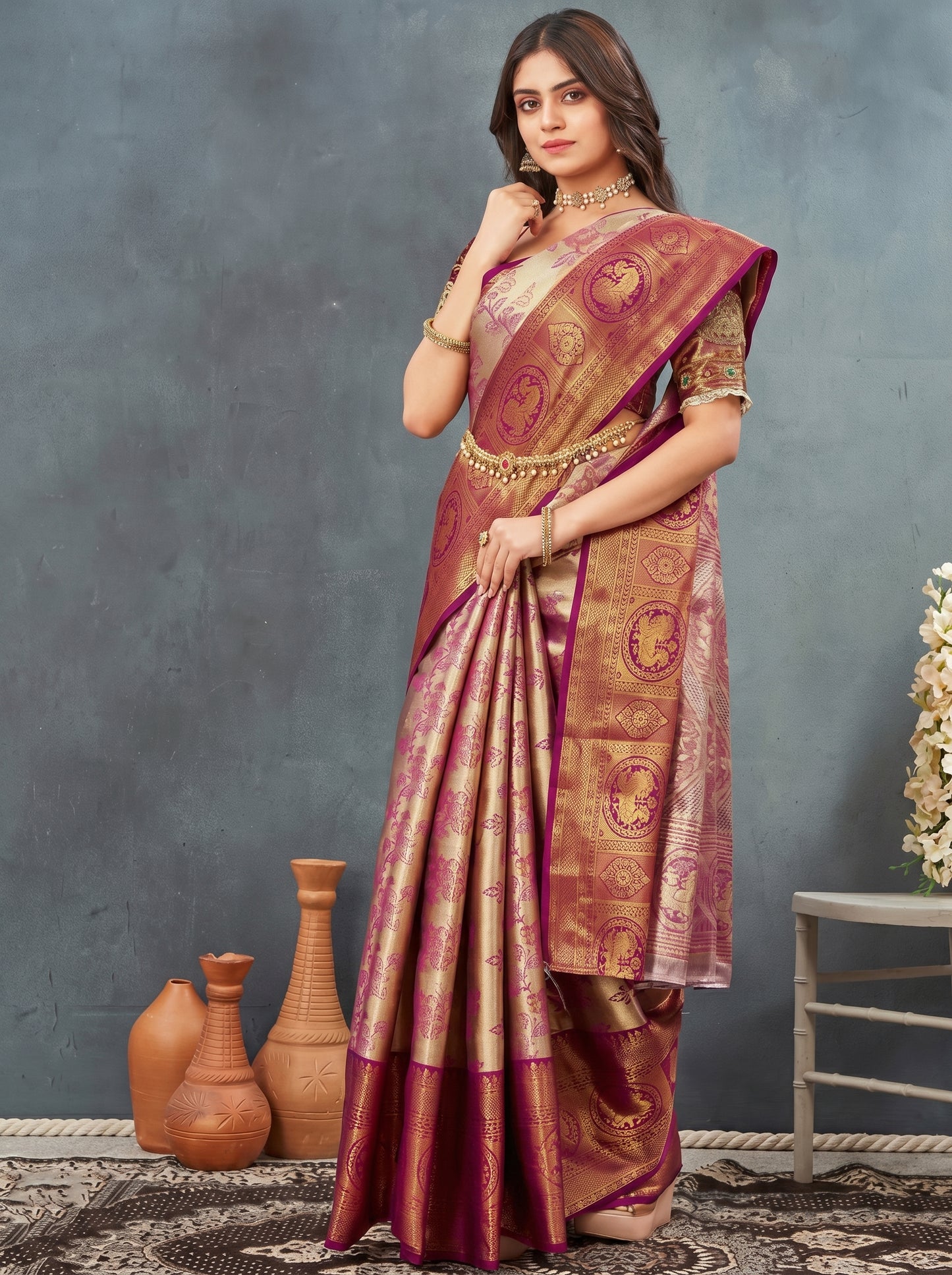 Elegant orange color saree