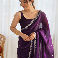 Embellished Sequinned Tissue Saree