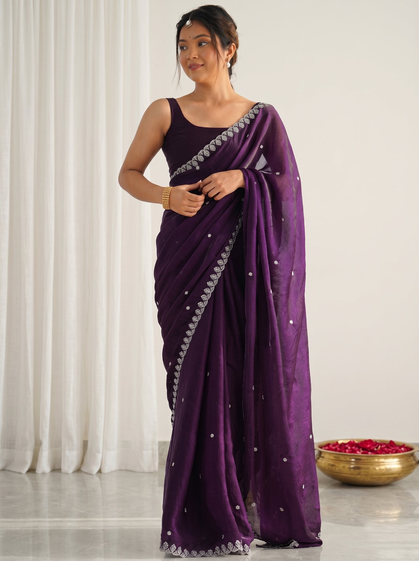 Embellished Sequinned Tissue Saree