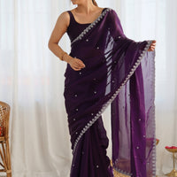 Embellished Sequinned Tissue Saree